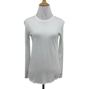 Figs Shirt Womens XS White Pima Cotton Blend Super Soft Long Sleeve Underscrub